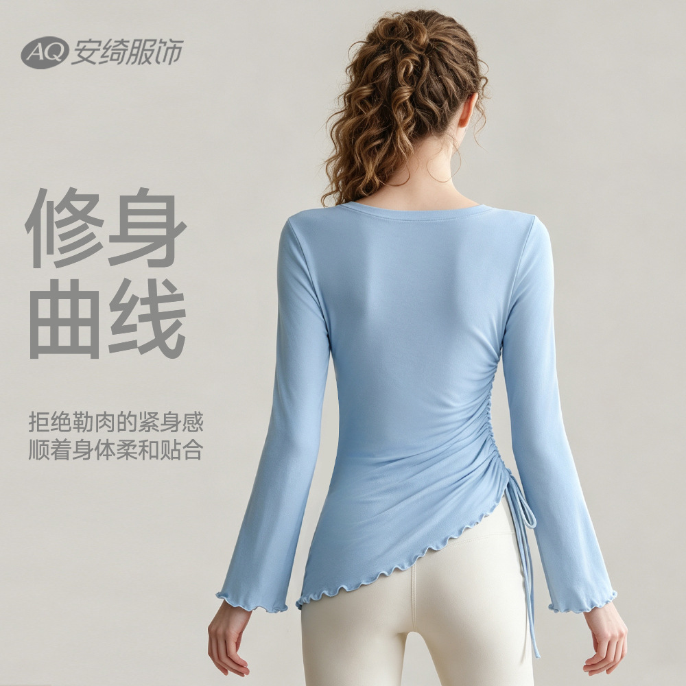 女性用フィットネススーツ、ドローストリング付きプリーツデザイ - Yoga Fitness Training のレビューと価格